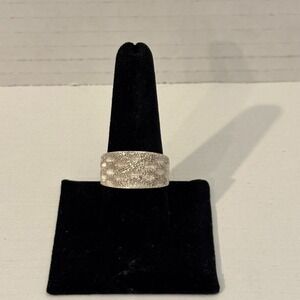 Sterling Silver Sandblasted Ring Signed 925 B Italy Size 10 Classic Statement